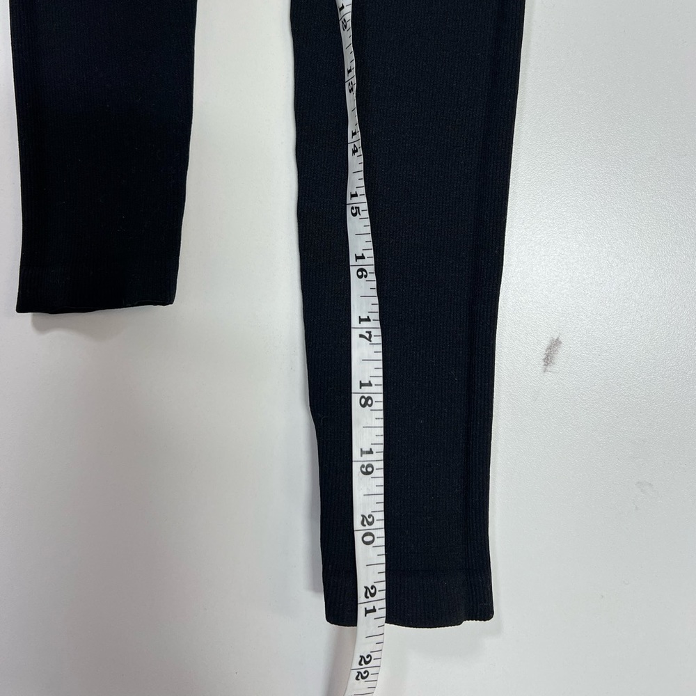 Bombshell Sportswear Ribbed Seamless Leggings Black Silver Logo Size XS NEW - Picture 5 of 15